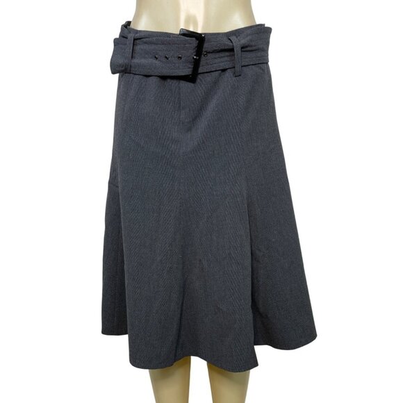 Grace Elements Women's Gray A-Line Midi Skirt With Belt Sz 6 - Picture 1 of 11